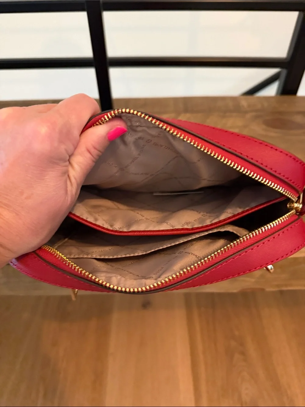 Michael Kors Red Leather Crossbody Bag - Small Everyday Shoulder Bag